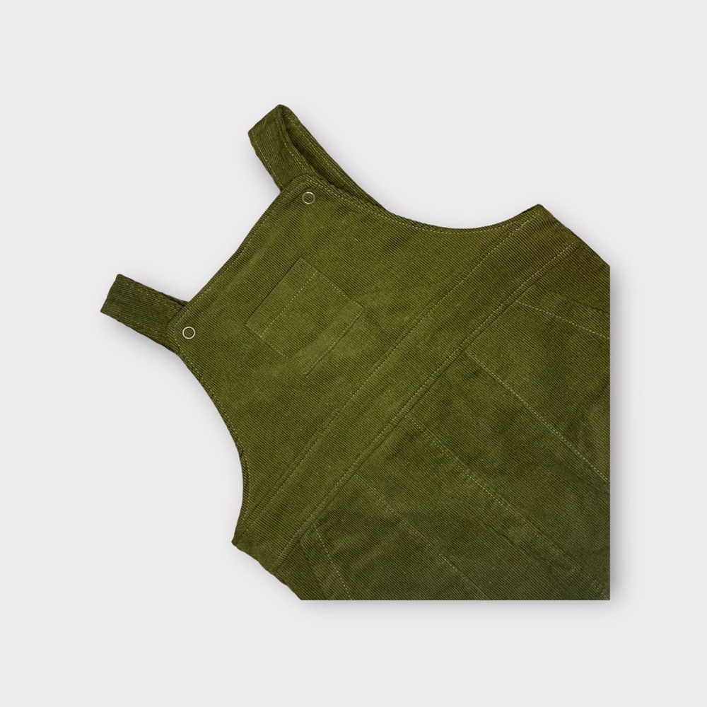 Angel Dear Dark Green Corduroy Pocket Romper - Picture 2 of 9